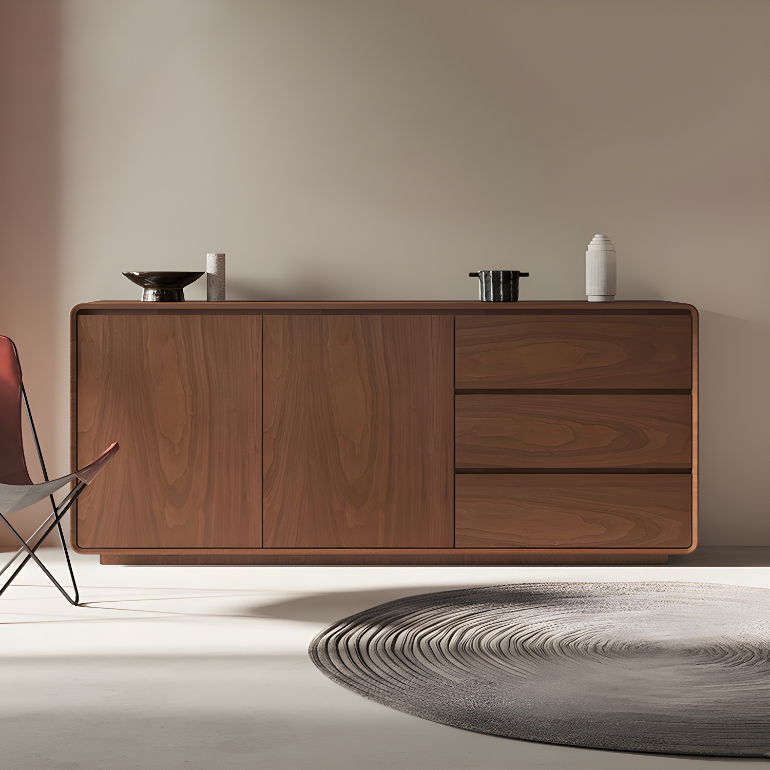 Wood Sideboard with 2 Doors and 3 Drawers, Overall Dimensions 40cmW x 80cmH - image 9