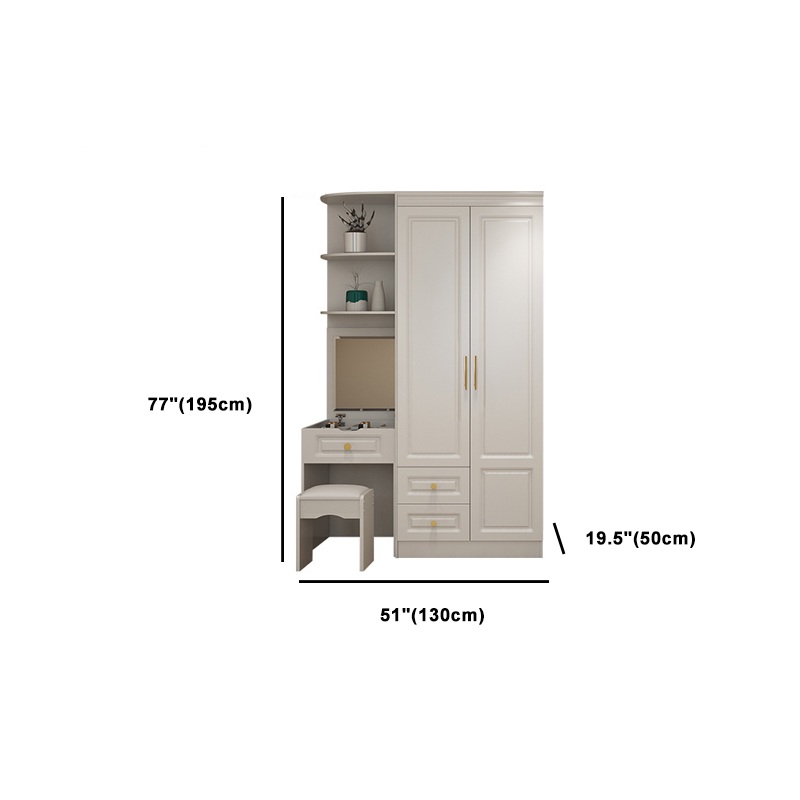 Art Deco Chalk Manufactured Wood Free Standing Interior Shelves Wardrobe with Soft Close Drawer and Hanging Rod - image 32