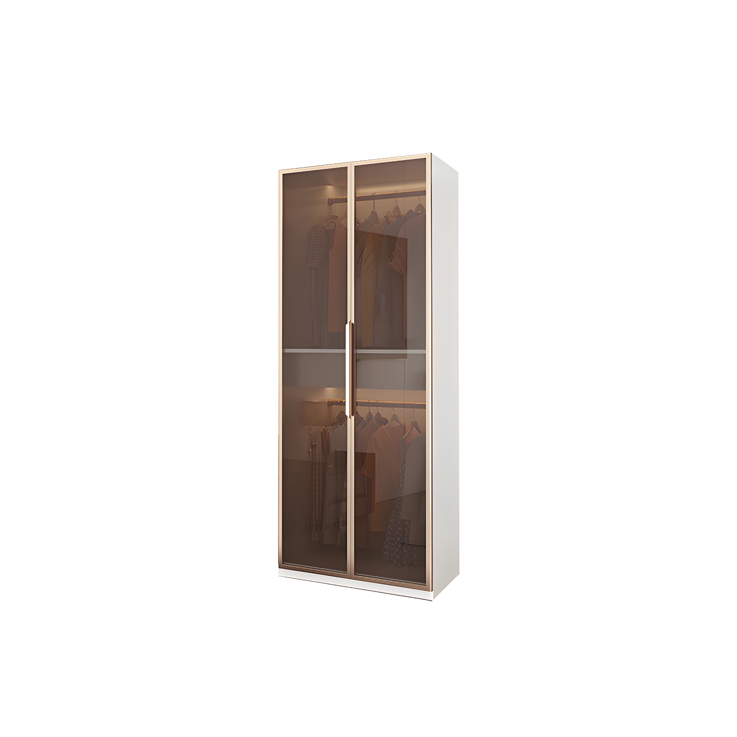 White Manufactured Wood Cabinet with Glass Door Modern Hinged Door Wardrobe for Home - image 5