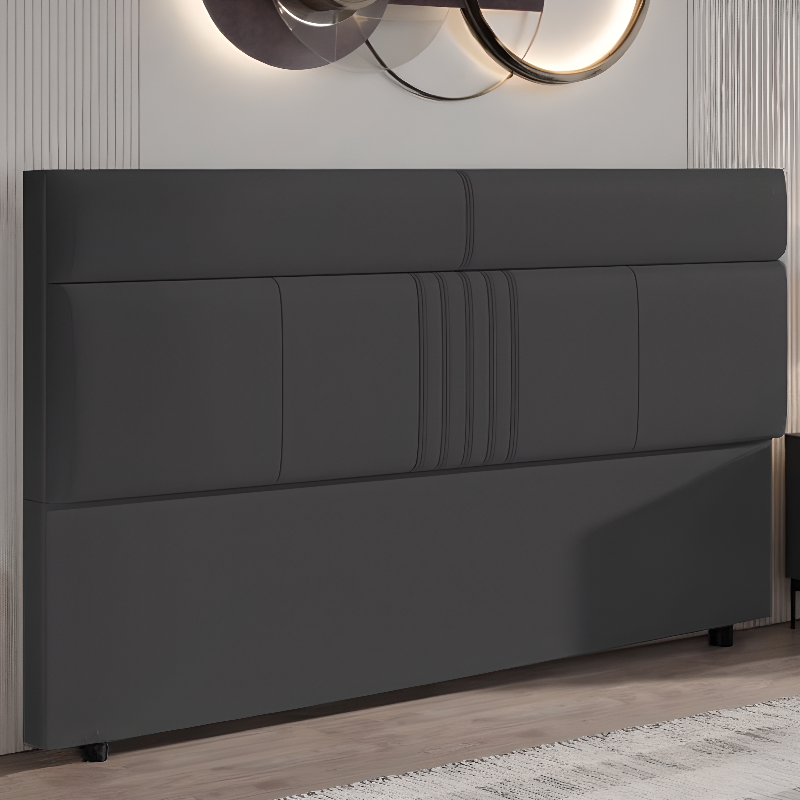 Simplistic Panel Headboard in Pine Wood with Rectangular Shape for King/Queen/Full Bed, Standard Height, Sponge Upholstery, No Distressing