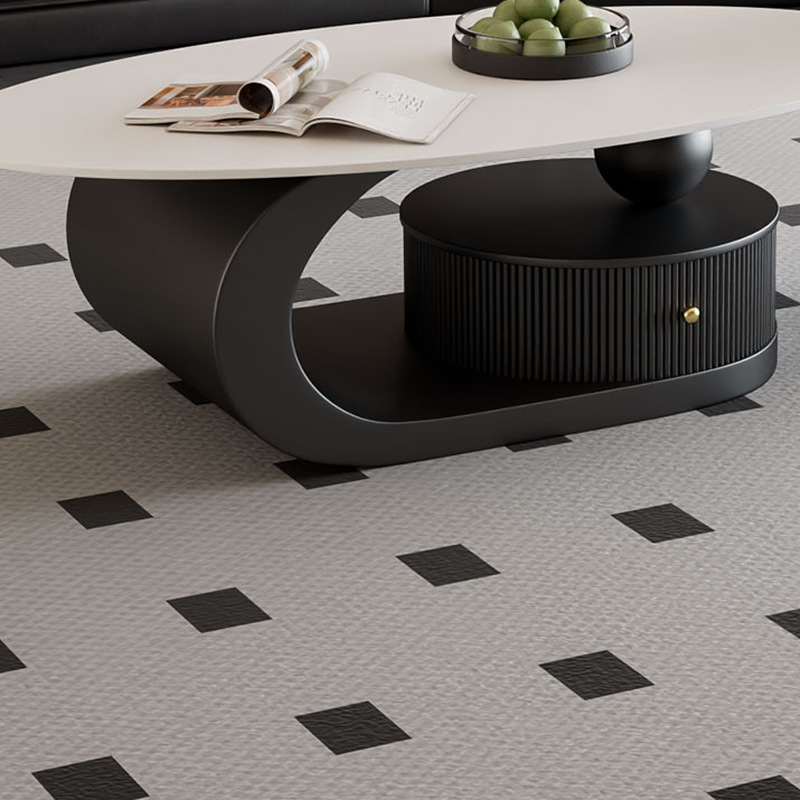 Modern Farmhouse Bunching/Single Coffee Table with Chalk Oval Slate Top, Plinth Base, and 1 Drawer - image 8