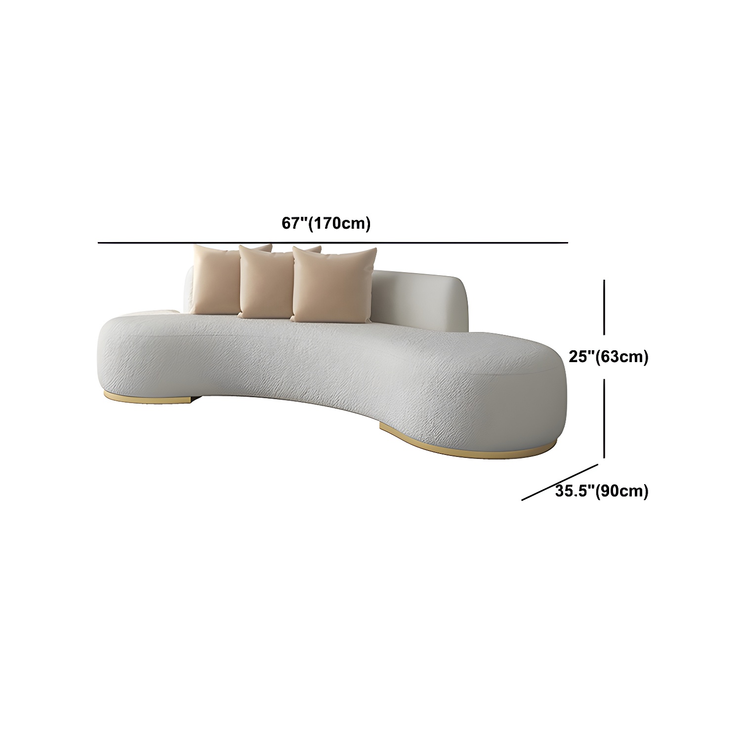 Contemporary Curved Sofa with Tight Back Standard Armless Sofa for Living Room - image 19