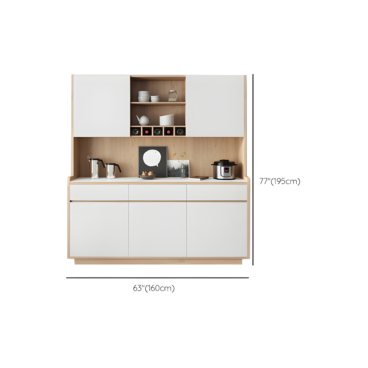Five Doors Three Drawers Sideboard Glam Buffet Server for Living Room - image 17