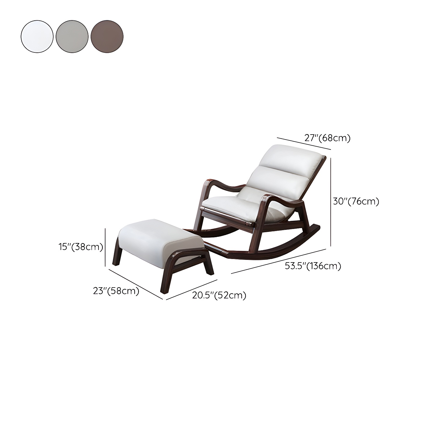 Reclining Solid Wood Living Room with Dark Legs Traditional Rocking Chair - image 20