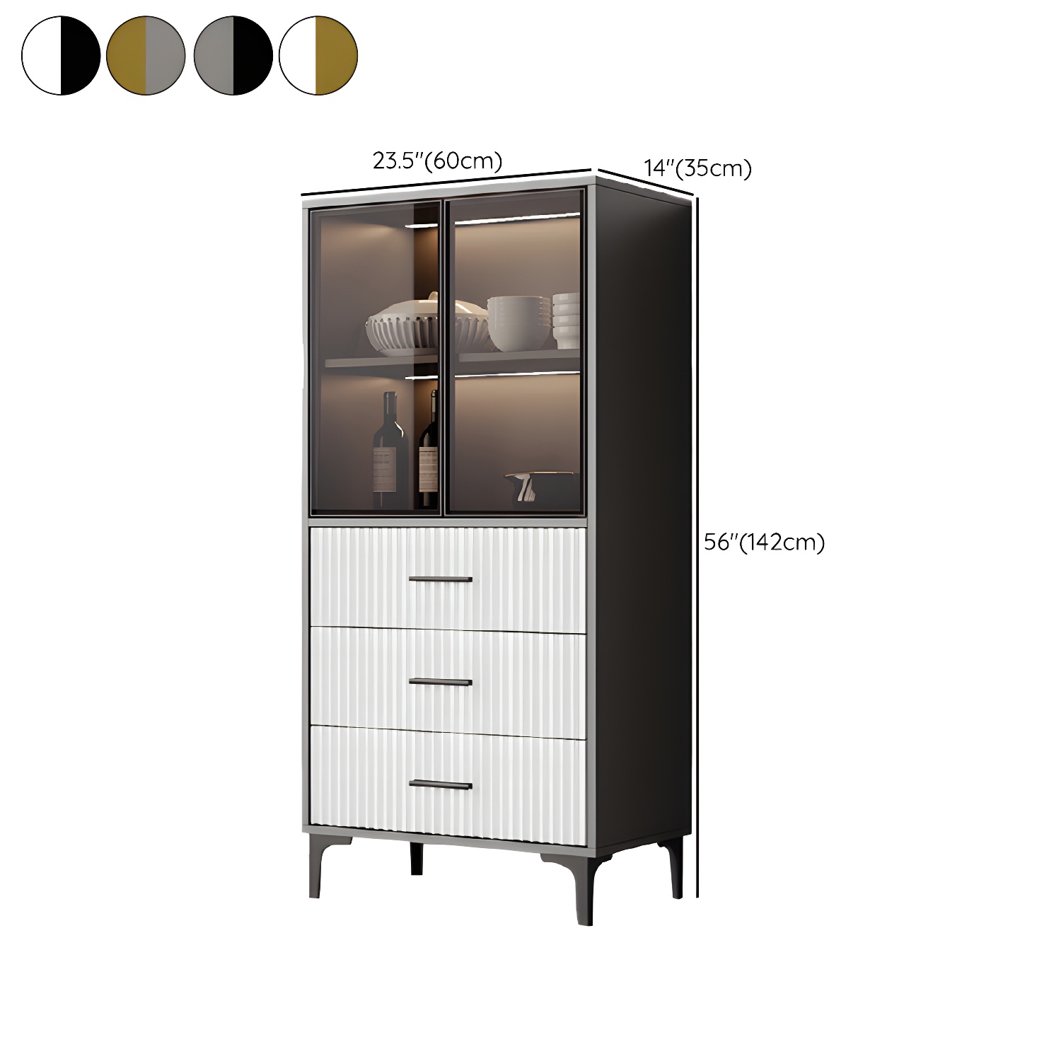 Contemporary Sideboard Cabinet for Dining Room with Glass Doors & Drawers Included - image 19