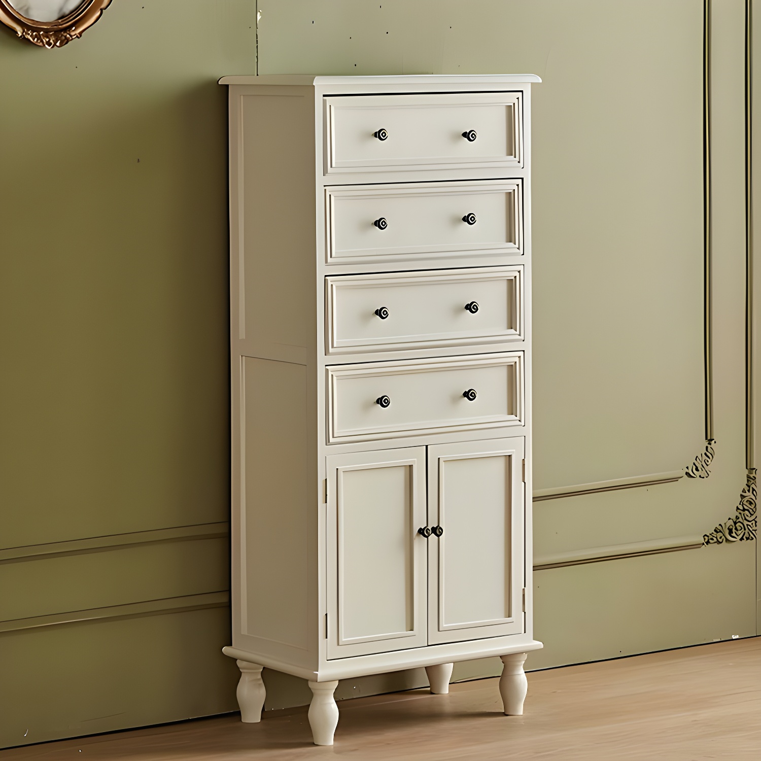 Mid-Century Modern Rectangular Wood Accent Cabinet with 1 Cabinet and Drawers - image 7