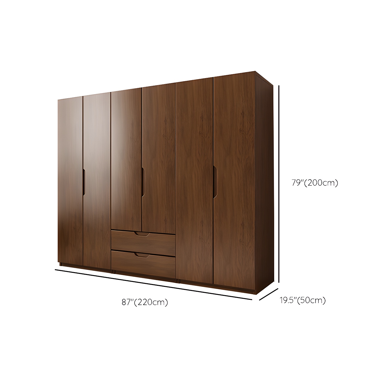 Contemporary Oak Solid Wood Wardrobe Freestanding Multifunctional Wardrobe - image 23