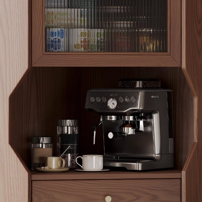 Accent Cabinet with 1 Drawer, 2 Cabinets, Glazed Door, Adjustable Shelf, Cabinet Knobs, Sepia/Wood Color Top, and Stain Resistant Finish - image 6