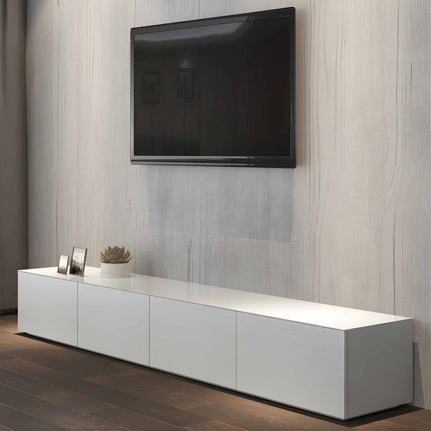 Modern TV Stand with Drawers and Soft Close Glides - Low Height, Wood Material - image 3