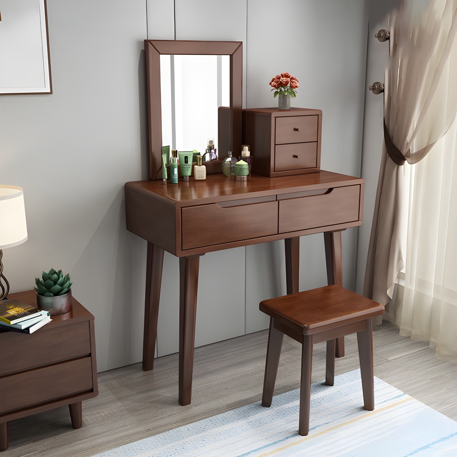 Traditions Make-up Vanity Solid Wood Bedroom With Drawer Dressing Table - image 7