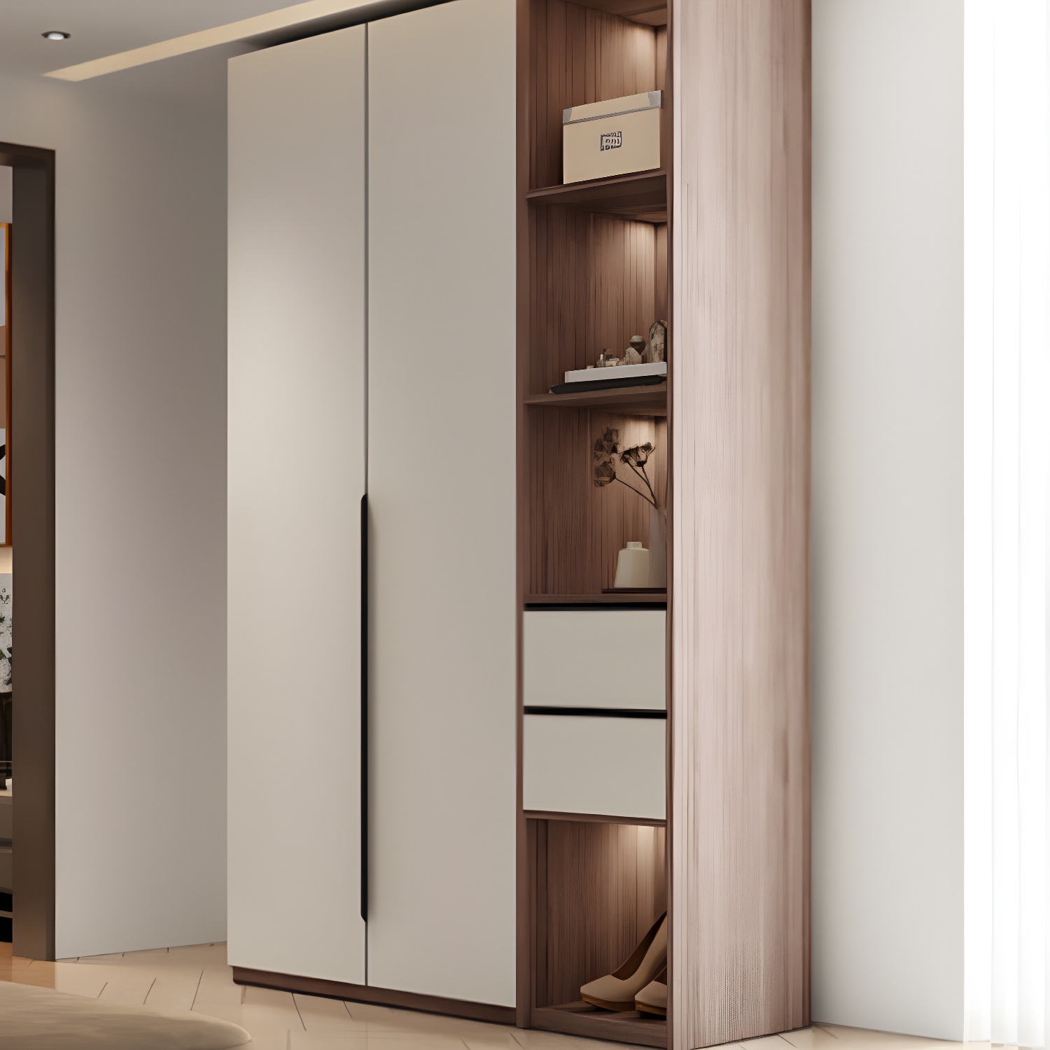 Hinged Wardrobe Cabinet Engineered Wood Wardrobe Armoire for Home - image 3