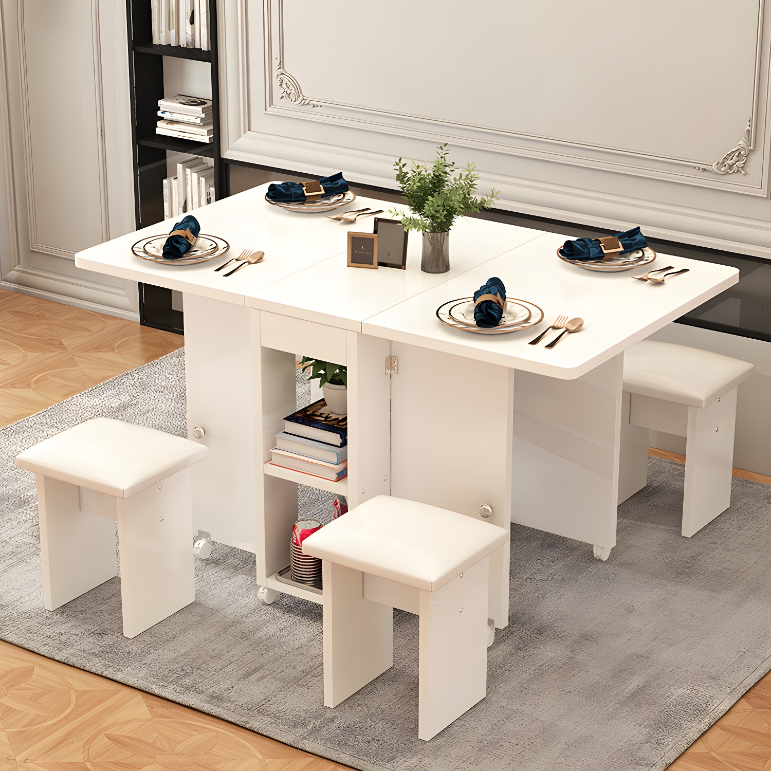 Collapsible Pedestal Manufactured Wood Kitchen & Dining Table 30in by 30in Modern Style - image 3