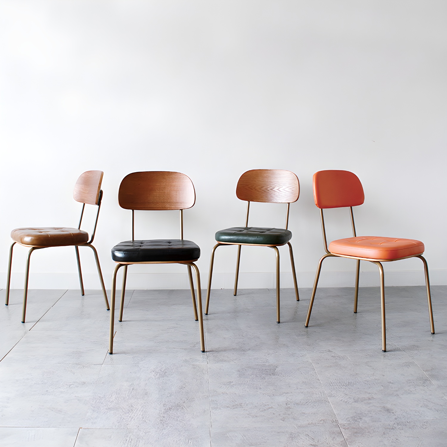 Industrial Style Leather Dining Side Chair Dining Room Open Back Side Chair Set - image 10