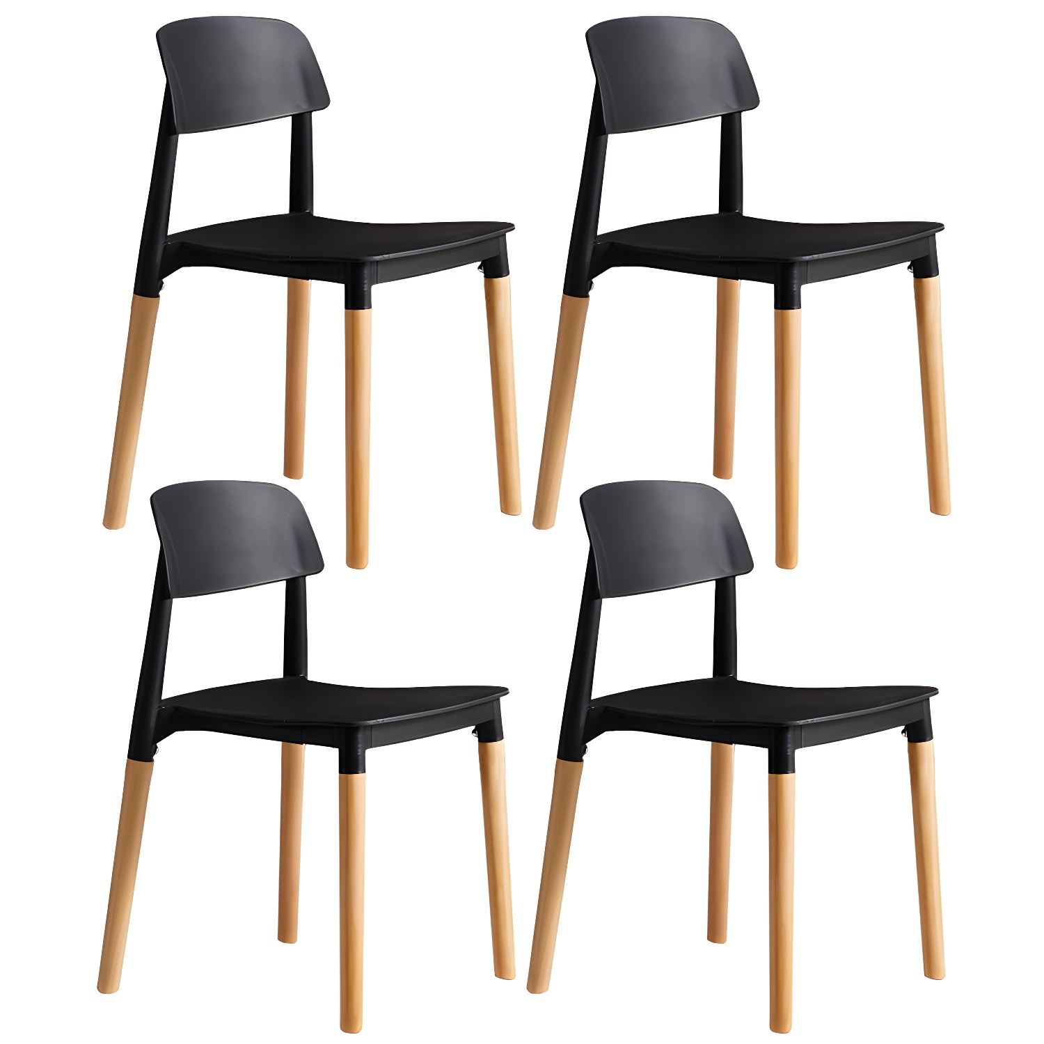 Scandinavian Home Side Chair Open Back Wood Legs Dining Room Chair Set