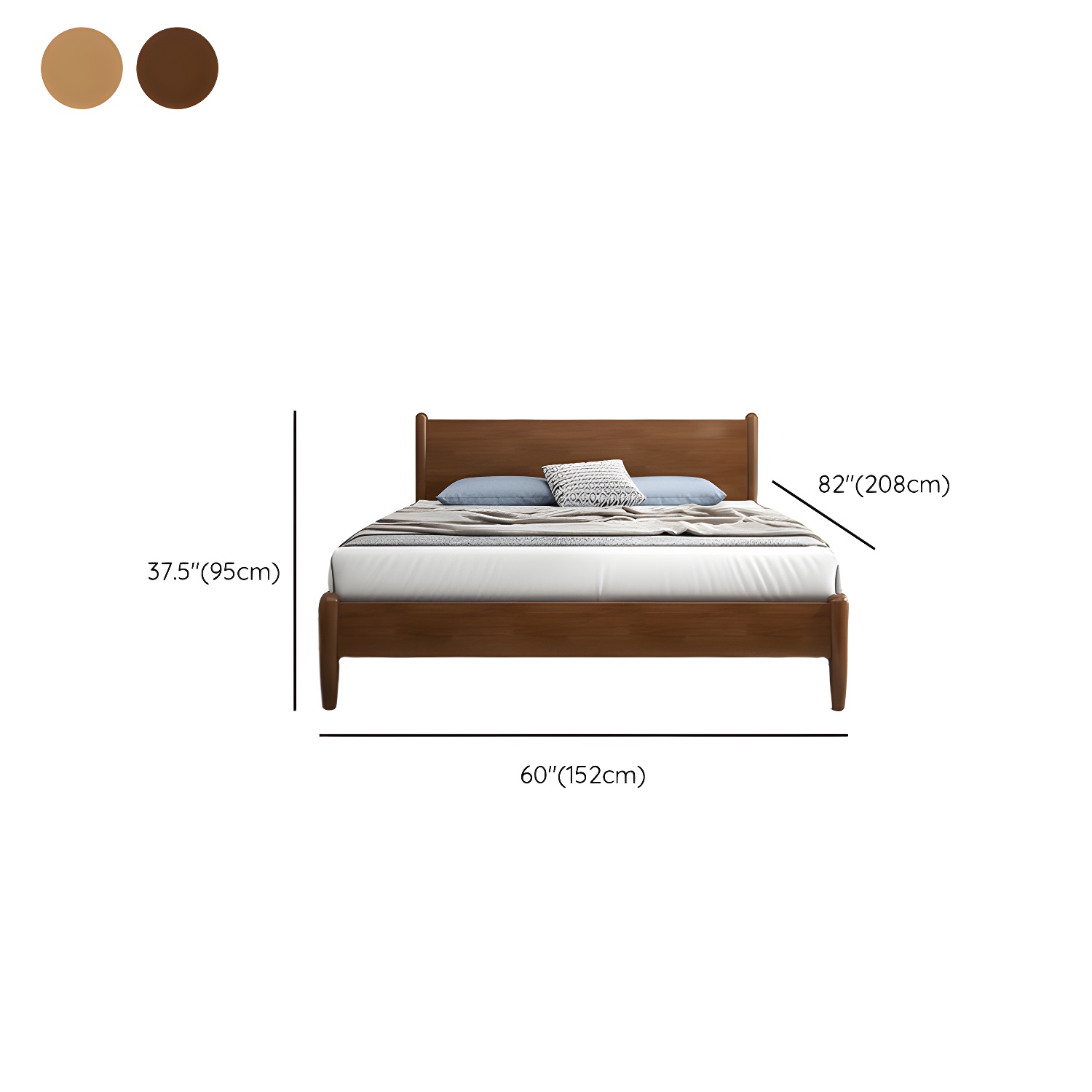 Northern European Solid Wood Bed Frame Mattress Included Panel Bed with Headboard - image 12