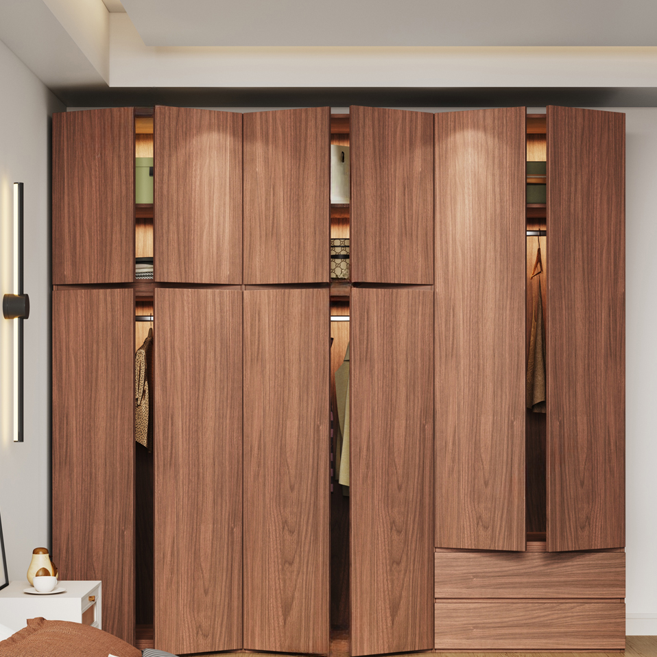 Acorn Minimalist Natural Wood Independent Wardrobe Closet with Soft Close Drawer, Soft Close Door, and Interior Shelves