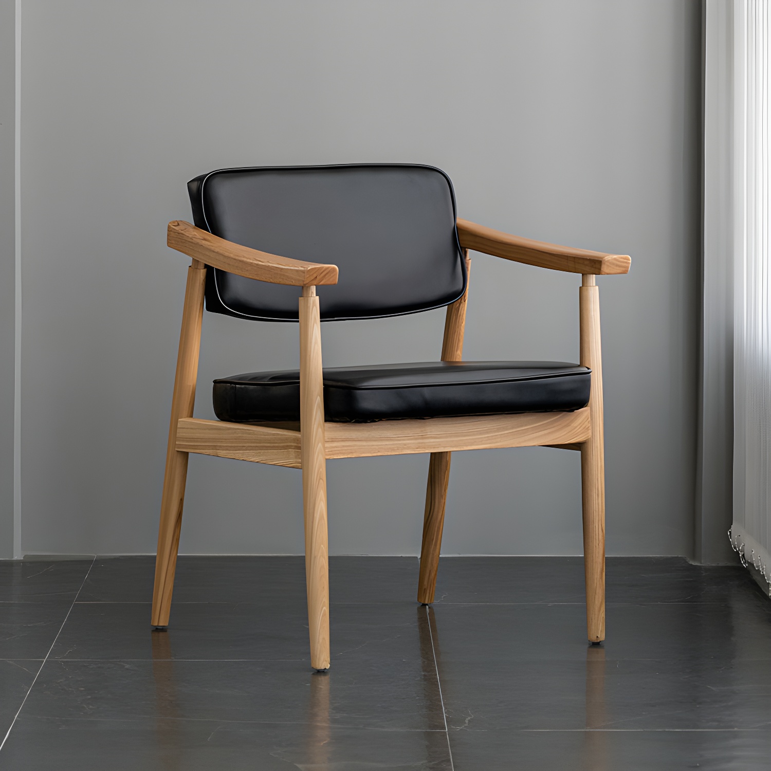 Traditional Style Dining Chairs Kitchen Arm Side Chairs with Wooden Legs