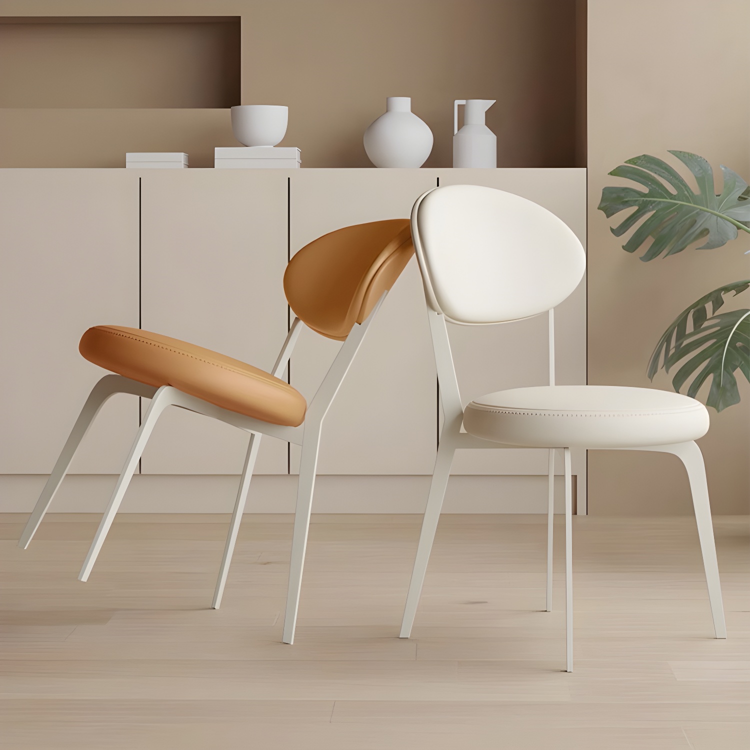 Dining Room Open Back Upholstered Dining Side Chair with Metal Frame - image 10