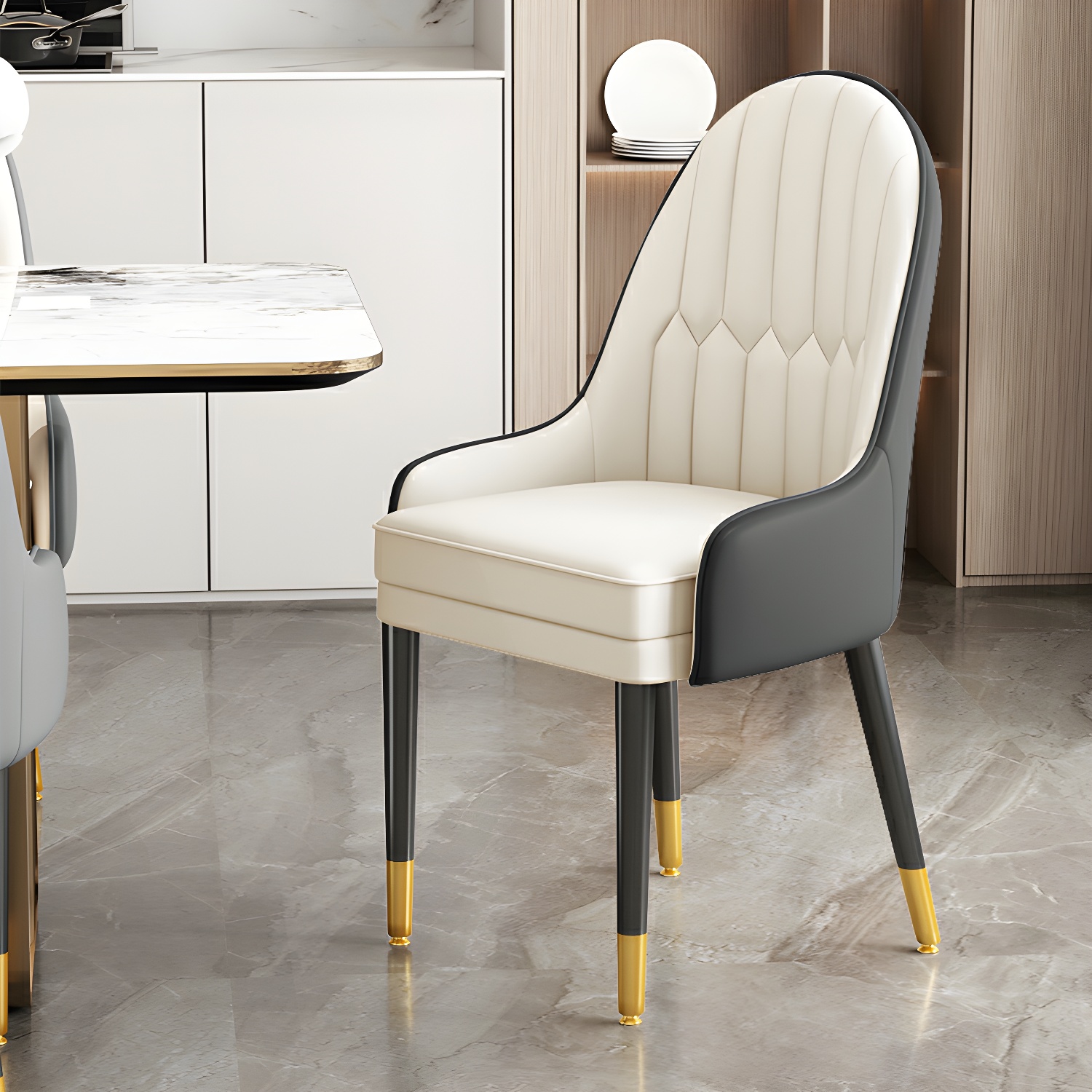 Dining Room Armless Dining Chair Parsons Faux Leather Dining Chair