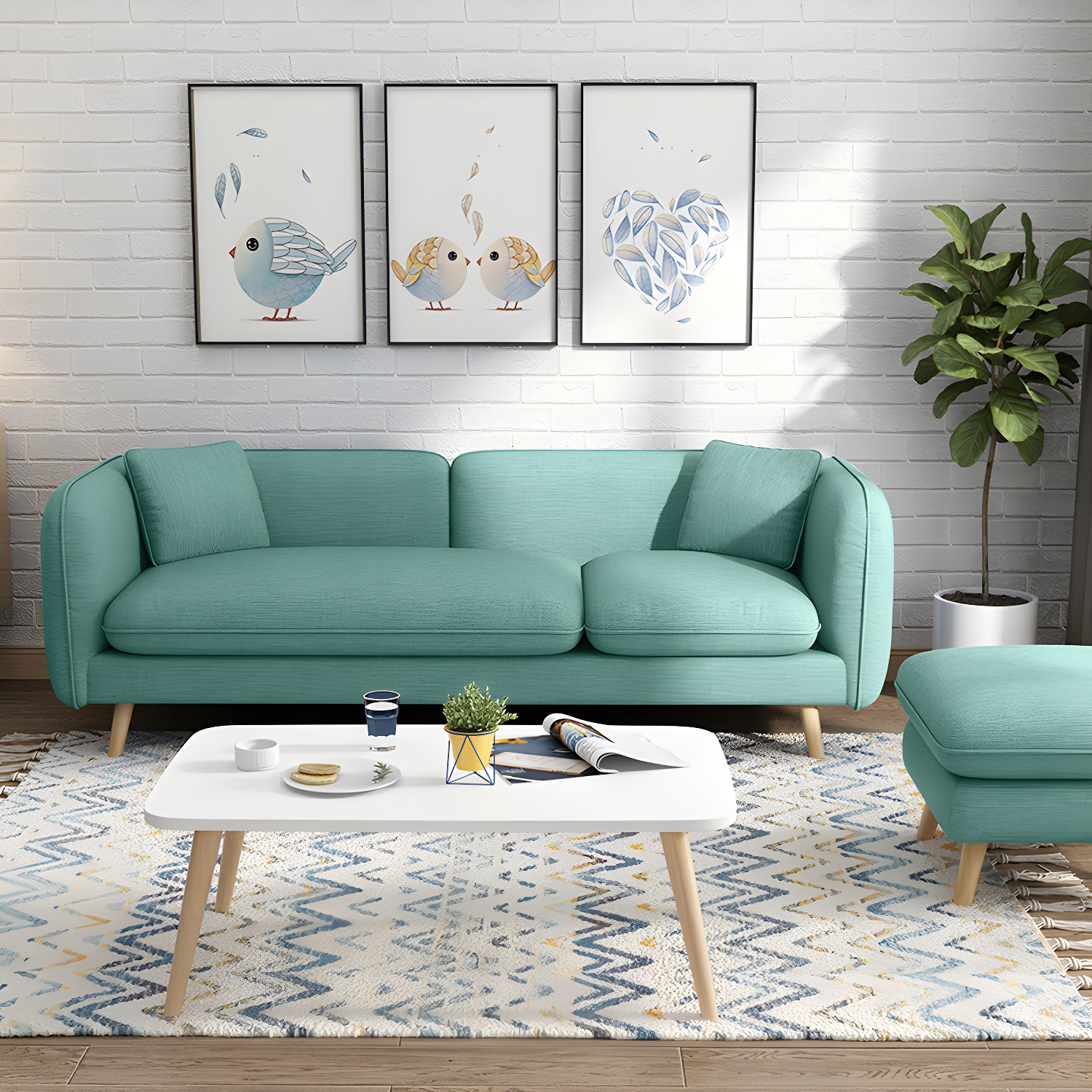 Modern Linen Tuxedo Arm Standard Sofa with Bolster Pillows for Living Room - image 7