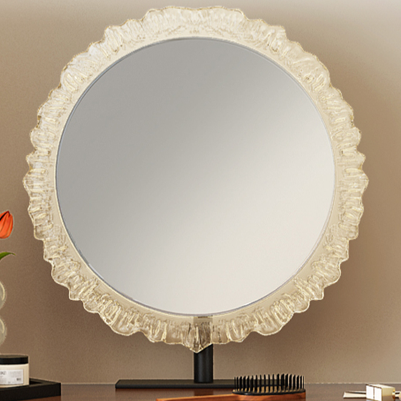 Cream Modish Large Vanity Set with Reclaimed Wood Table Top, 3/6 Drawers, and Light Up Mirror - image 6