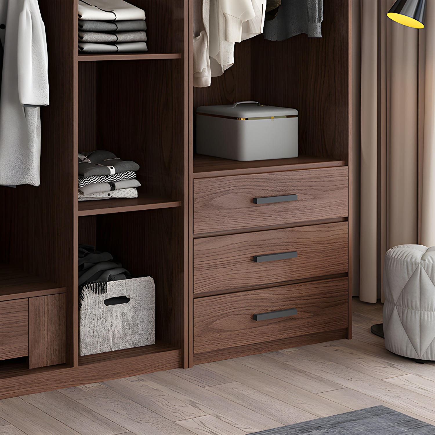 Contemporary Wardrobe with Garment Rod Engineered Wood Wardrobe Closet - image 9