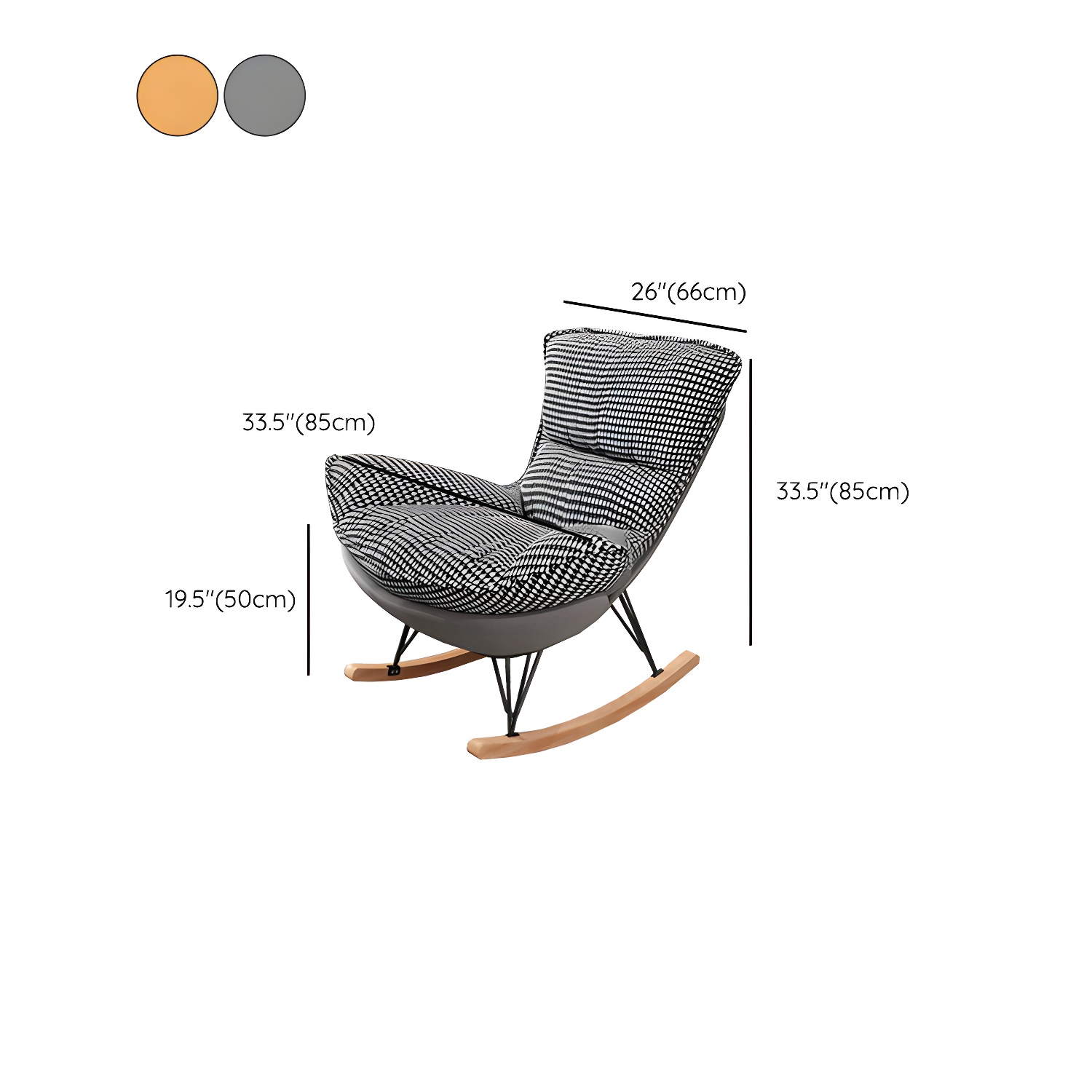 Modern Glider Chair Pure Color Metal Dark Legs Rocking Chair with Ottoman - image 21