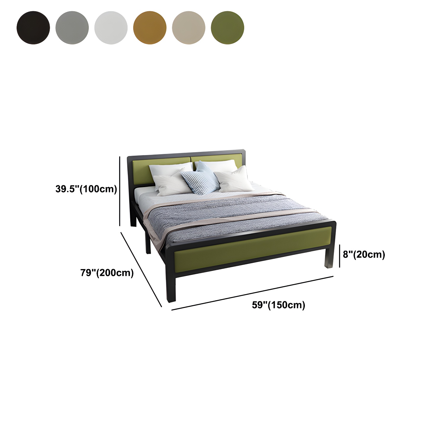 Contemporary Metal Standard Bed, Panel Rectangular Headboard Bed - image 12