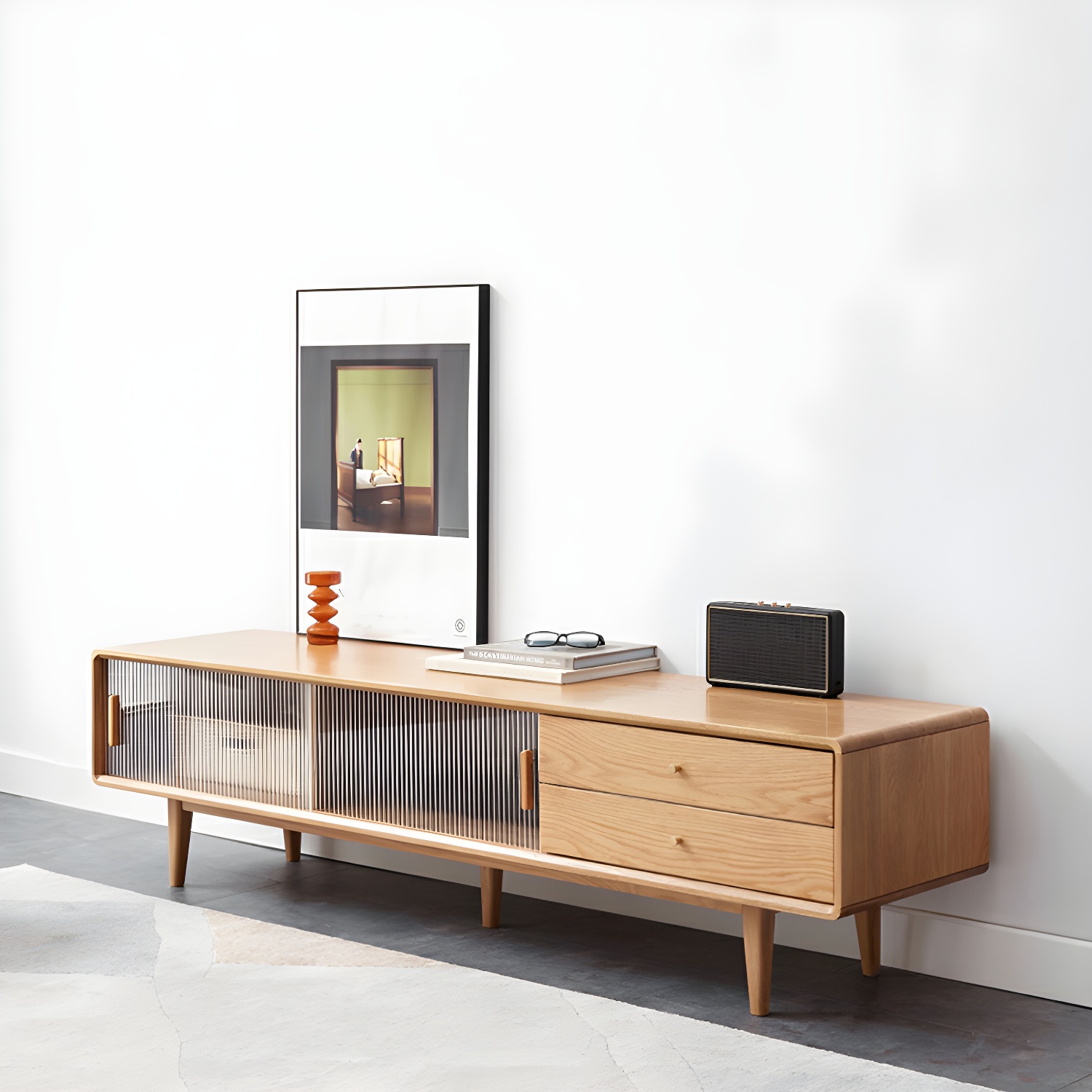 Scandinavian TV Stand with Low Height and the Cabinet Storage - image 6