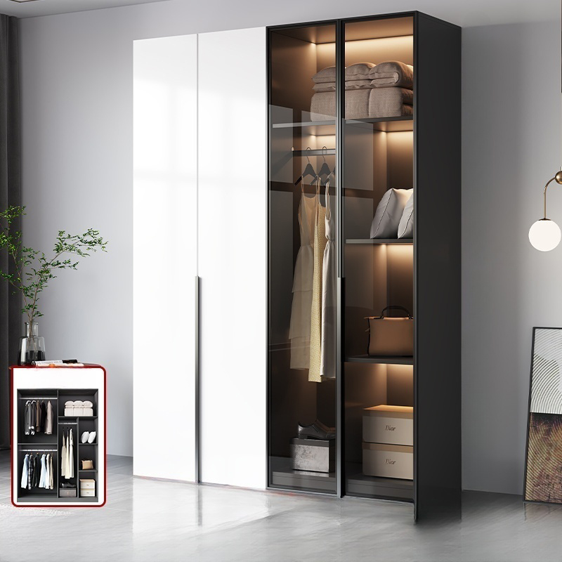 Convenient White Wardrobe Armoire with Shelves and Clothing Rod - image 9