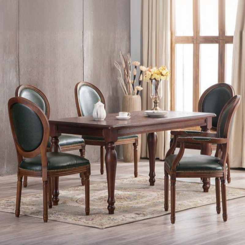 Traditional Antiqued Wood Sturdy Nailhead Trim King Louis Arm Chair/Armless Chair with Outlined and Foot Pads - image 14