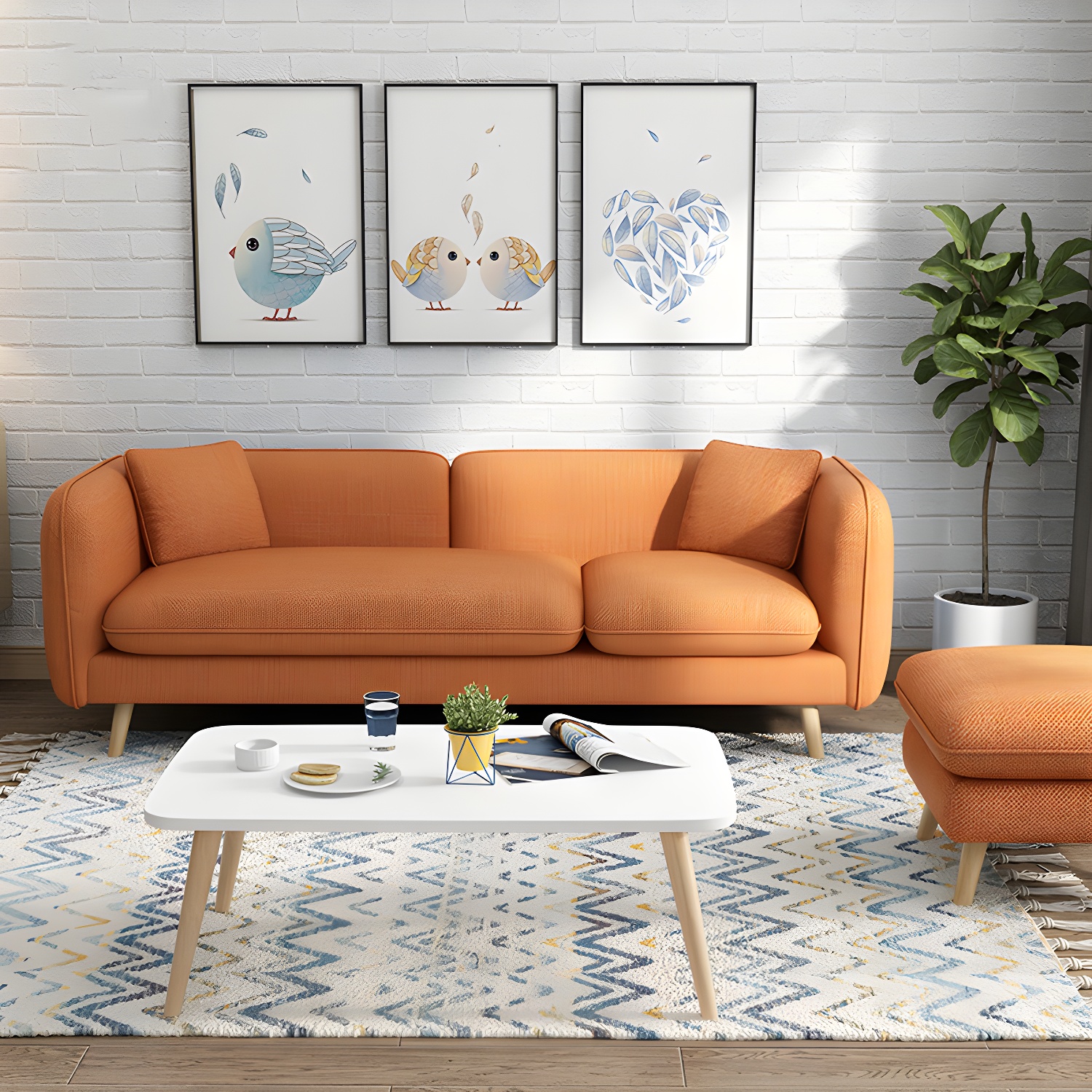 Modern Linen Tuxedo Arm Standard Sofa with Bolster Pillows for Living Room - image 9
