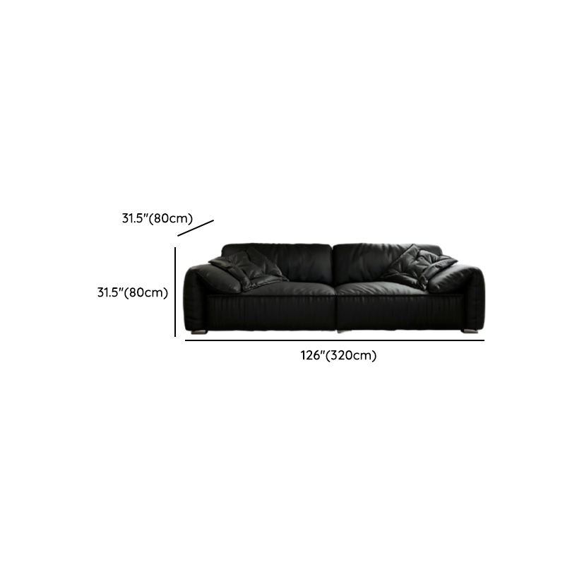 Modish Solid Color Water Resistant Standard Sofa in Midnight Black, Seats 5/4 Person/for 3 with 2 Pillows - image 14