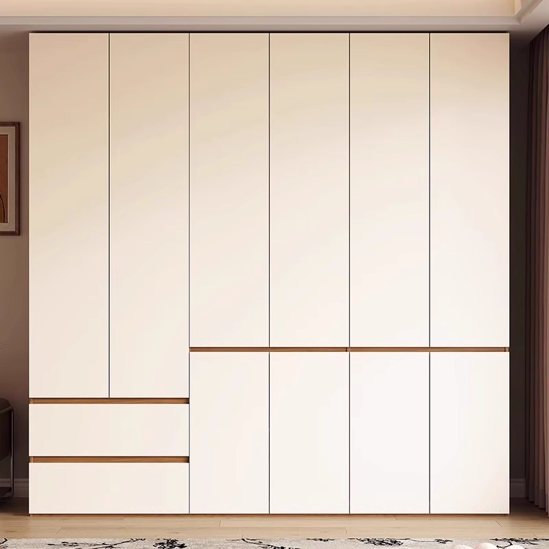 Light Brown Modish Laminate Wardrobe with Soft Close Drawer, Soft Close Door, Interior Shelves, and Hanging Rod