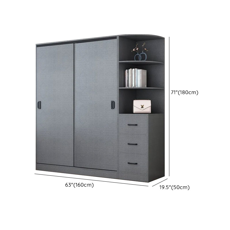 Dove Grey Modern Timber Wardrobe with Self-supporting Design, Soft Close Features, and Clothing Rod - image 16