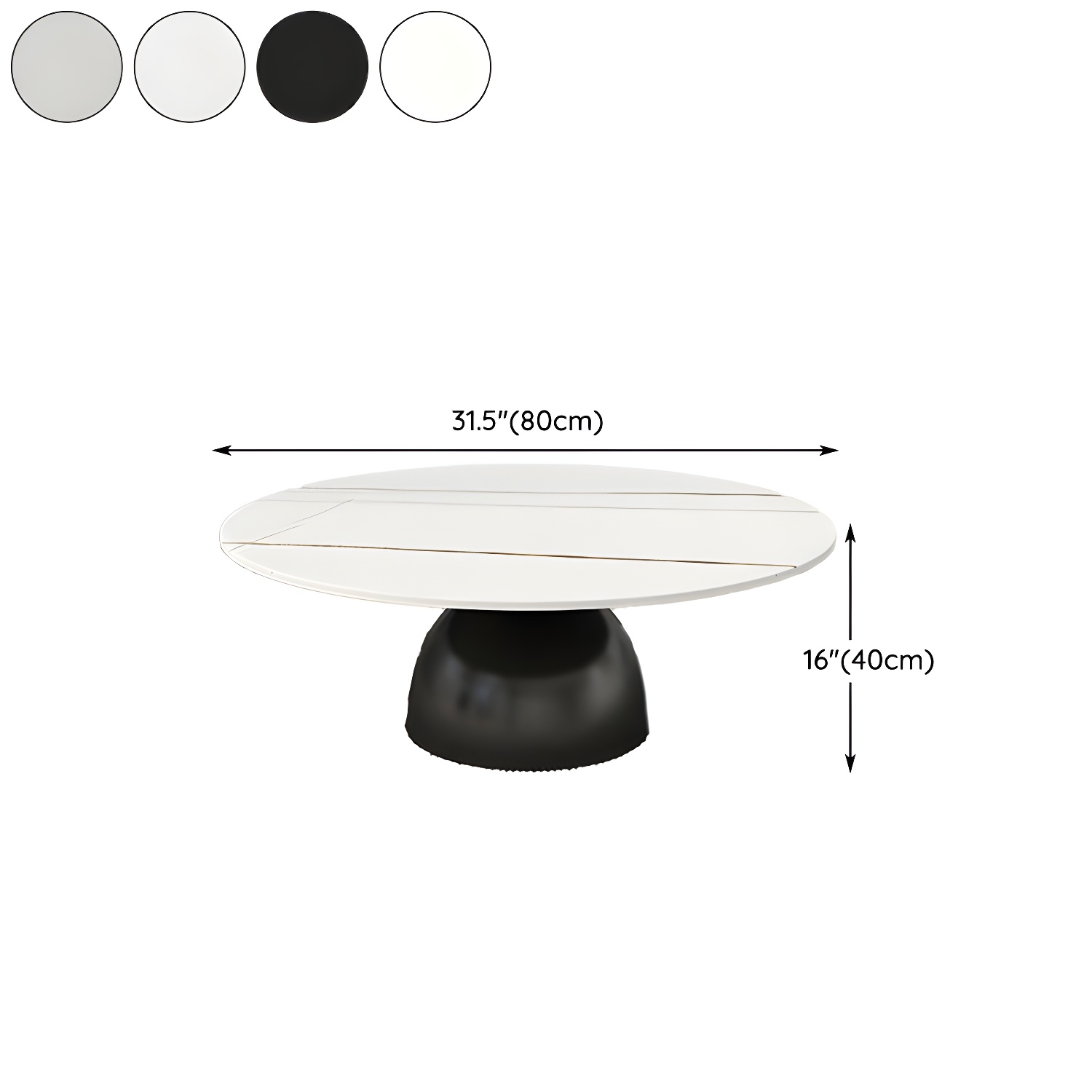 Round Stone Glam Coffee Table with Pedestal Iron Base and Built-in Storage - image 22