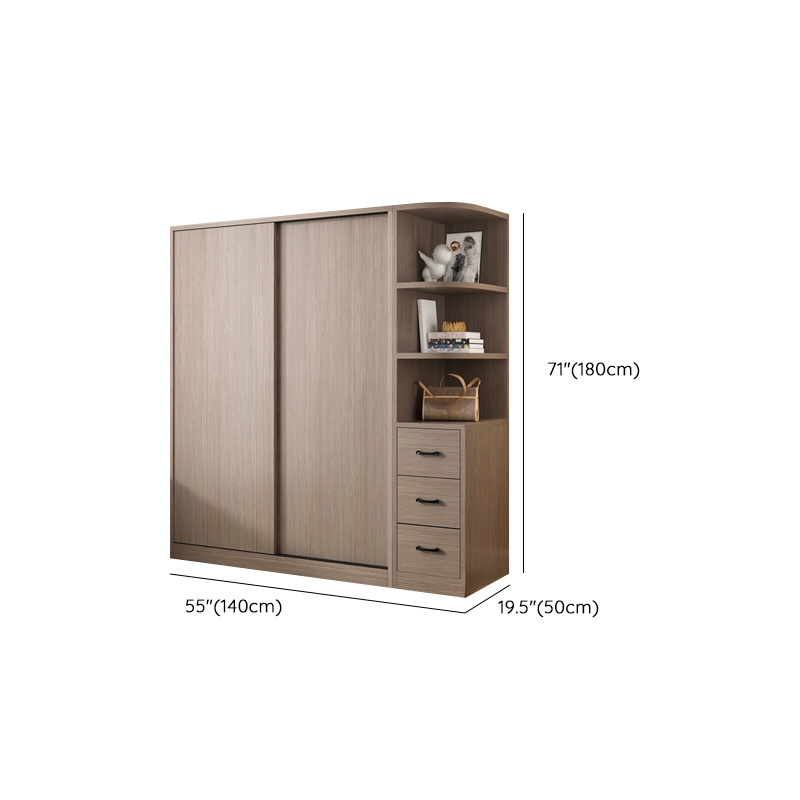 Sleek Natural Finish Modern Wooden Standalone Wardrobe Closet with Soft Close Features and Hanging Rod - image 25