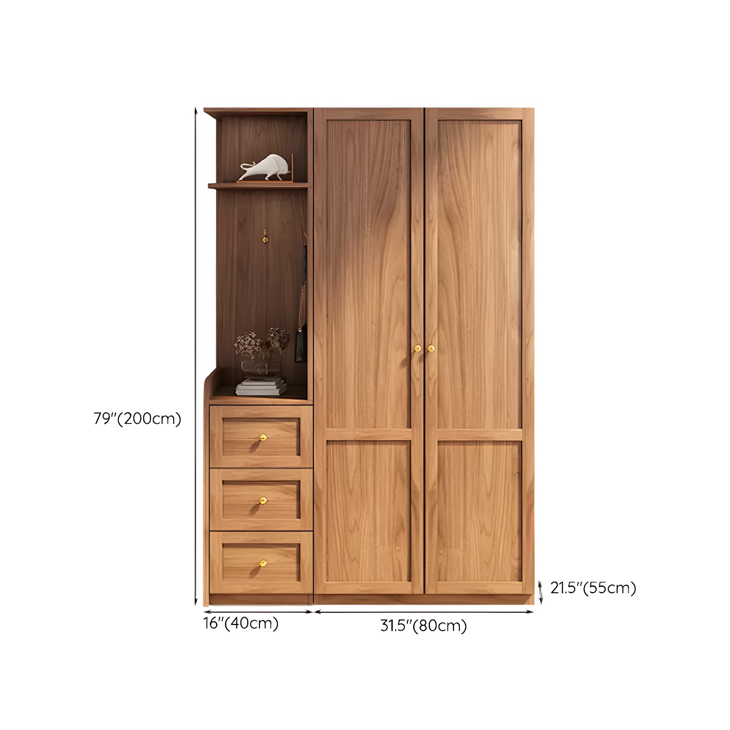 Fashionable Natural Wood Wardrobe Armoire for Stylish Closet Organization - image 21