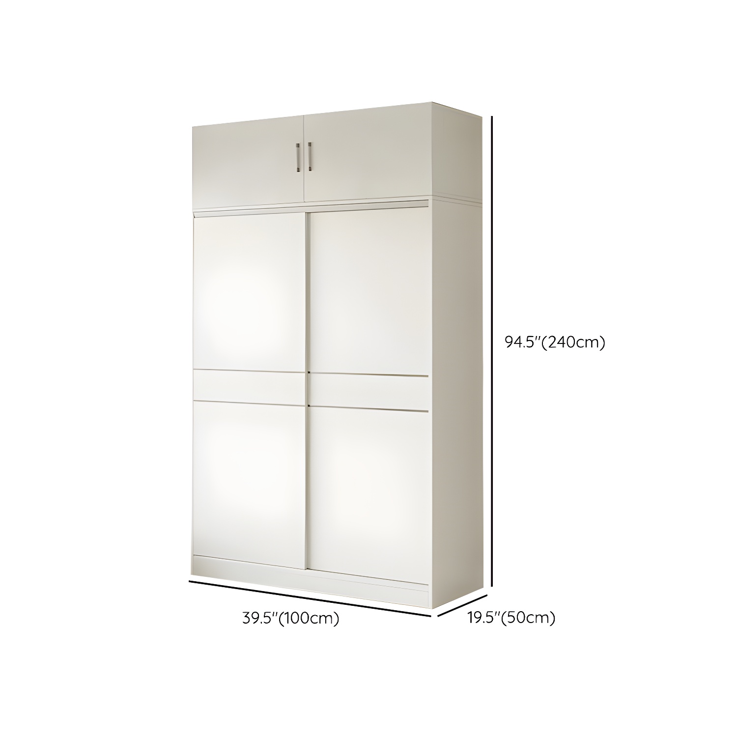 Modern White Wood Wardrobe Armoire with Sliding Doors, Shelves, and Soft Close Drawers - image 19