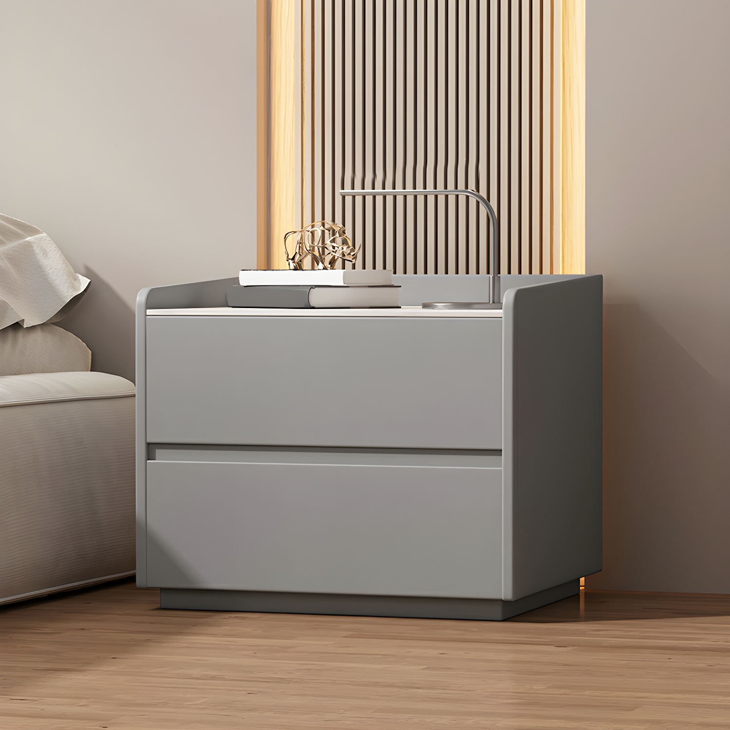 White Slate Countertop Nightstands Increase The Surrounding Height to Prevent Falling - image 6