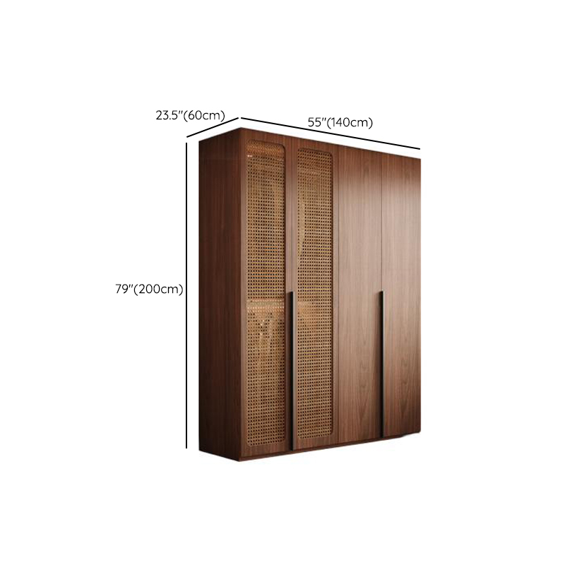Cocoa Minimalist Pine Wood Wardrobe Closet with Soft Close Drawer, Soft Close Door, Interior Shelves, and Clothing Rod - image 8