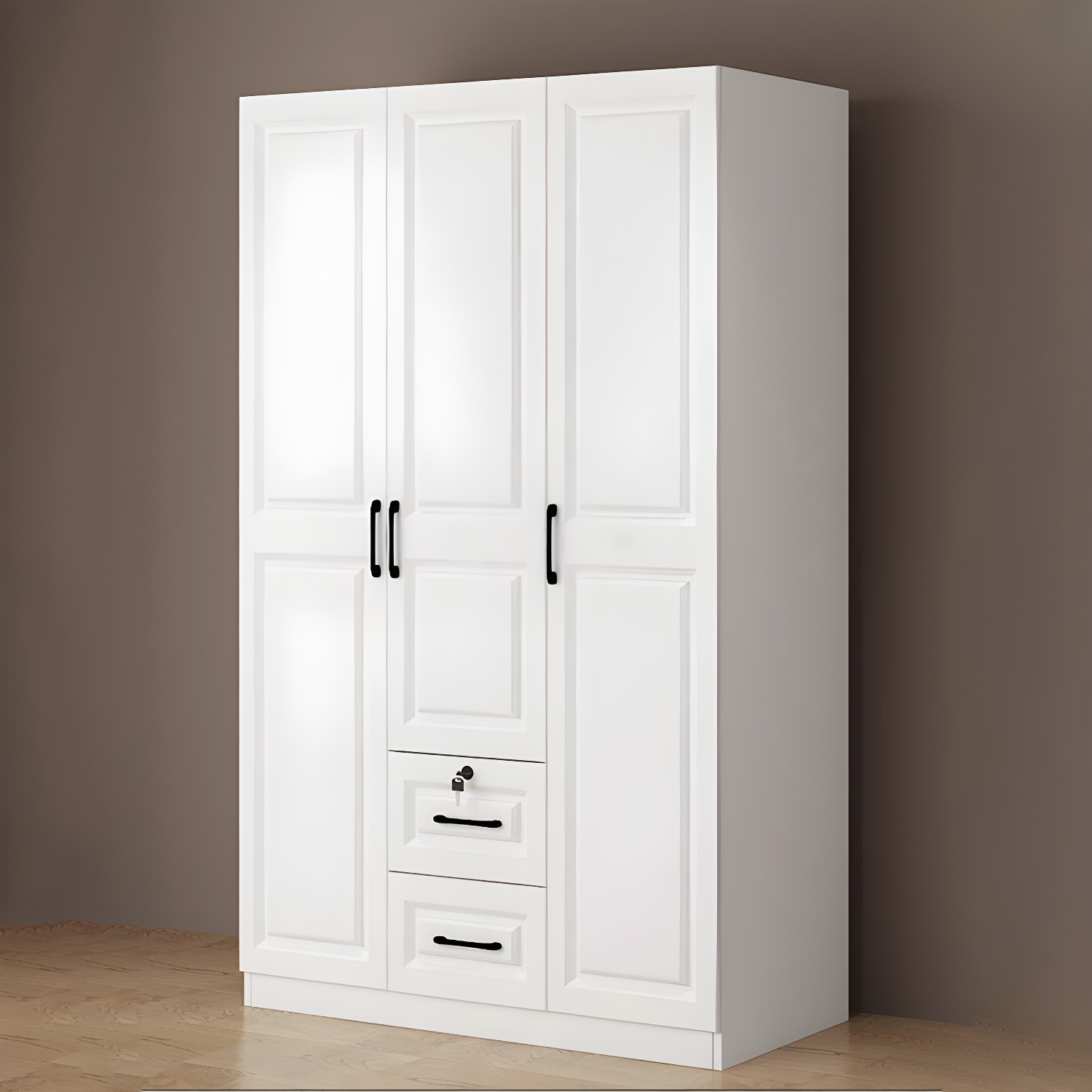 White Wood Wardrobe Armoire with Drawers, Shelves, and Clothing Rod - image 10