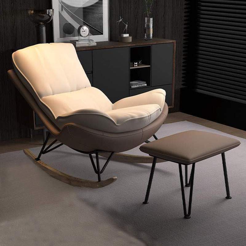Modish Alloy Rocking Accent Chair, Upholstered