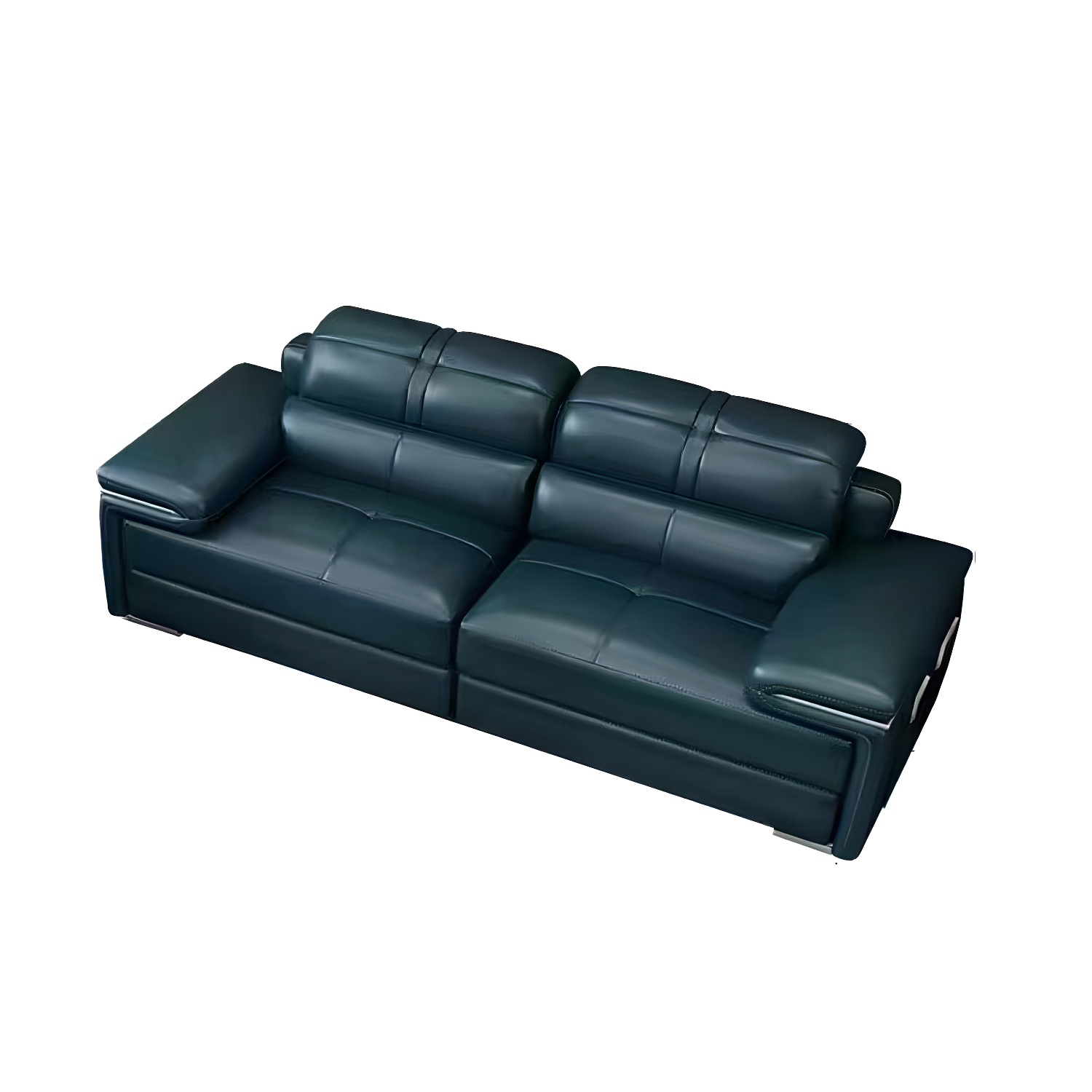 Genuine Leather Sectional 34.65"High Pillow Top Arm Sofa with Storage, Blue - image 6