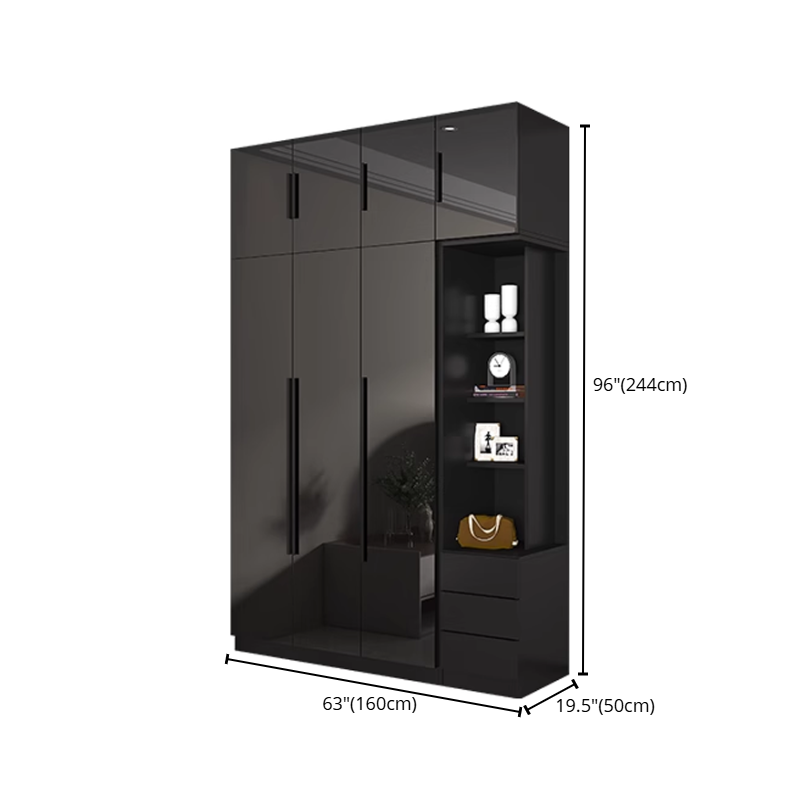 Modern Style Wardrobe Black Colour Glass Wardrobe Closet for Bedroom - image 16