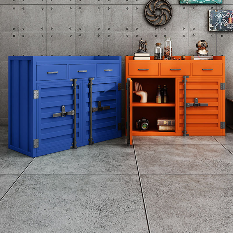 Metal Industrial Sideboard Credenza with Cabinet, Drawers, and Shelves - 40cm Width, 90cm Height - image 5