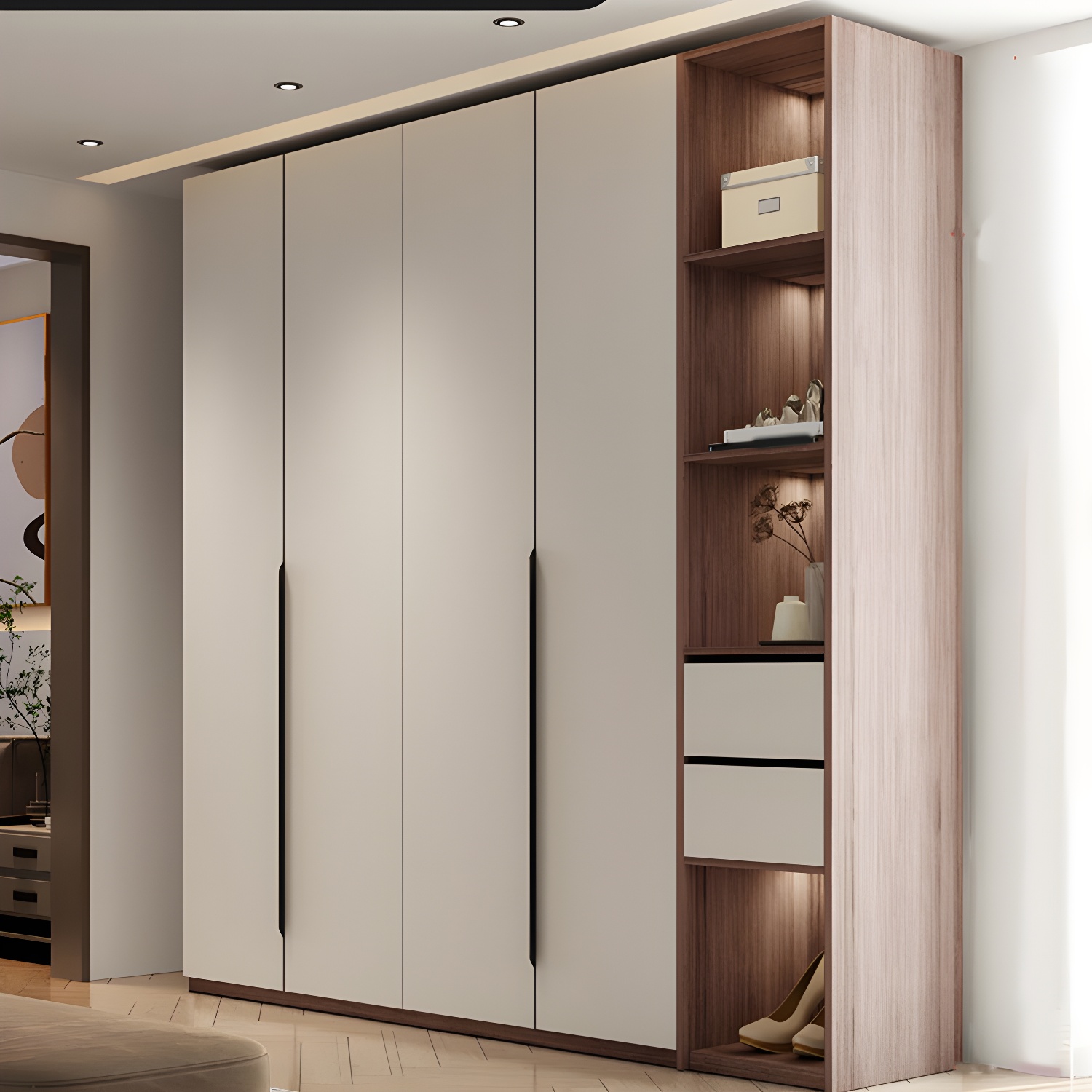 Hinged Wardrobe Cabinet Engineered Wood Wardrobe Armoire for Home - image 14