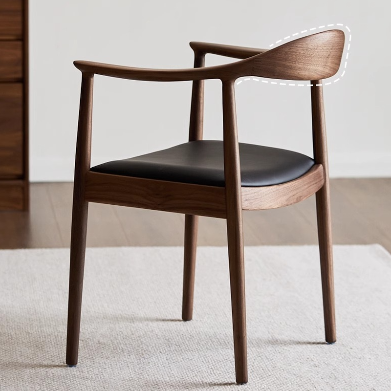 Scandinavian Timber Outlined Leatherette/Linen Firm Arm Chair with Exposed Back and Armrest - image 9