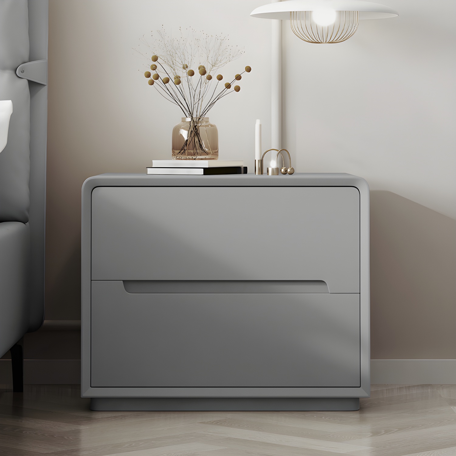 Modern Wood Drawer Nightstand for Small Spaces with 2 Drawers in Narrow Design - image 7