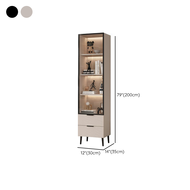 Simple Rectangular Damp-proof Accent Cabinet with Closet, Glazed Door, Chalk/Sand Top, and Soft Close Drawer - image 9
